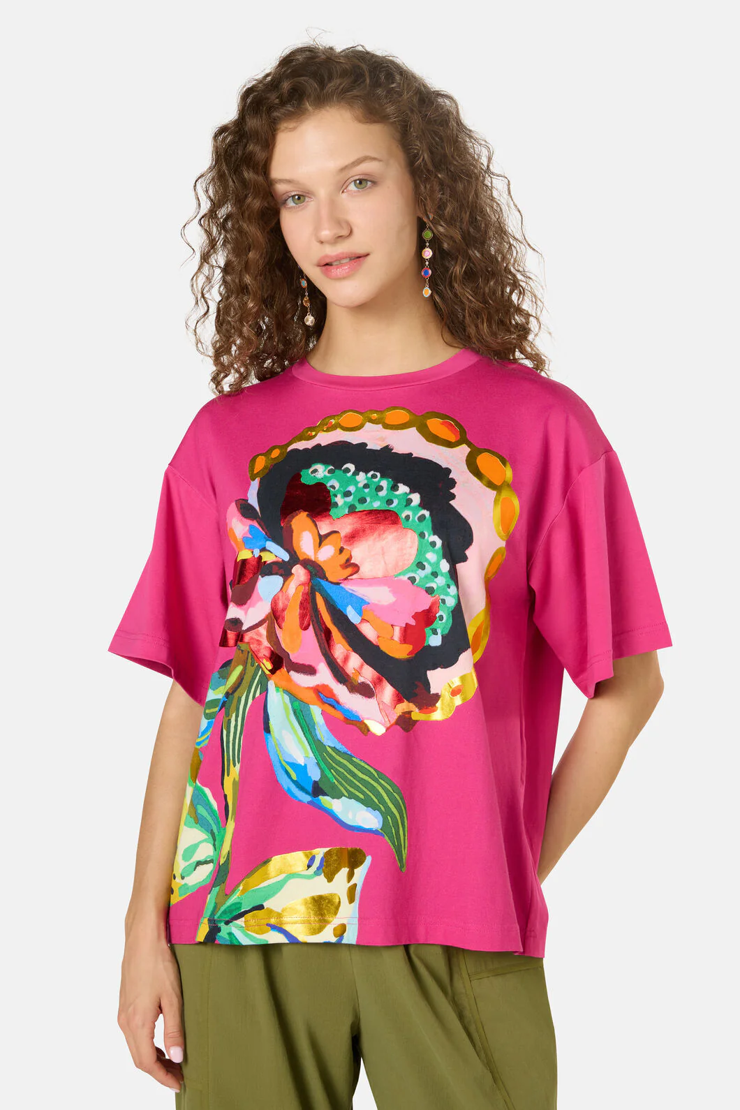Floral Symphony Placement Oversized Tee