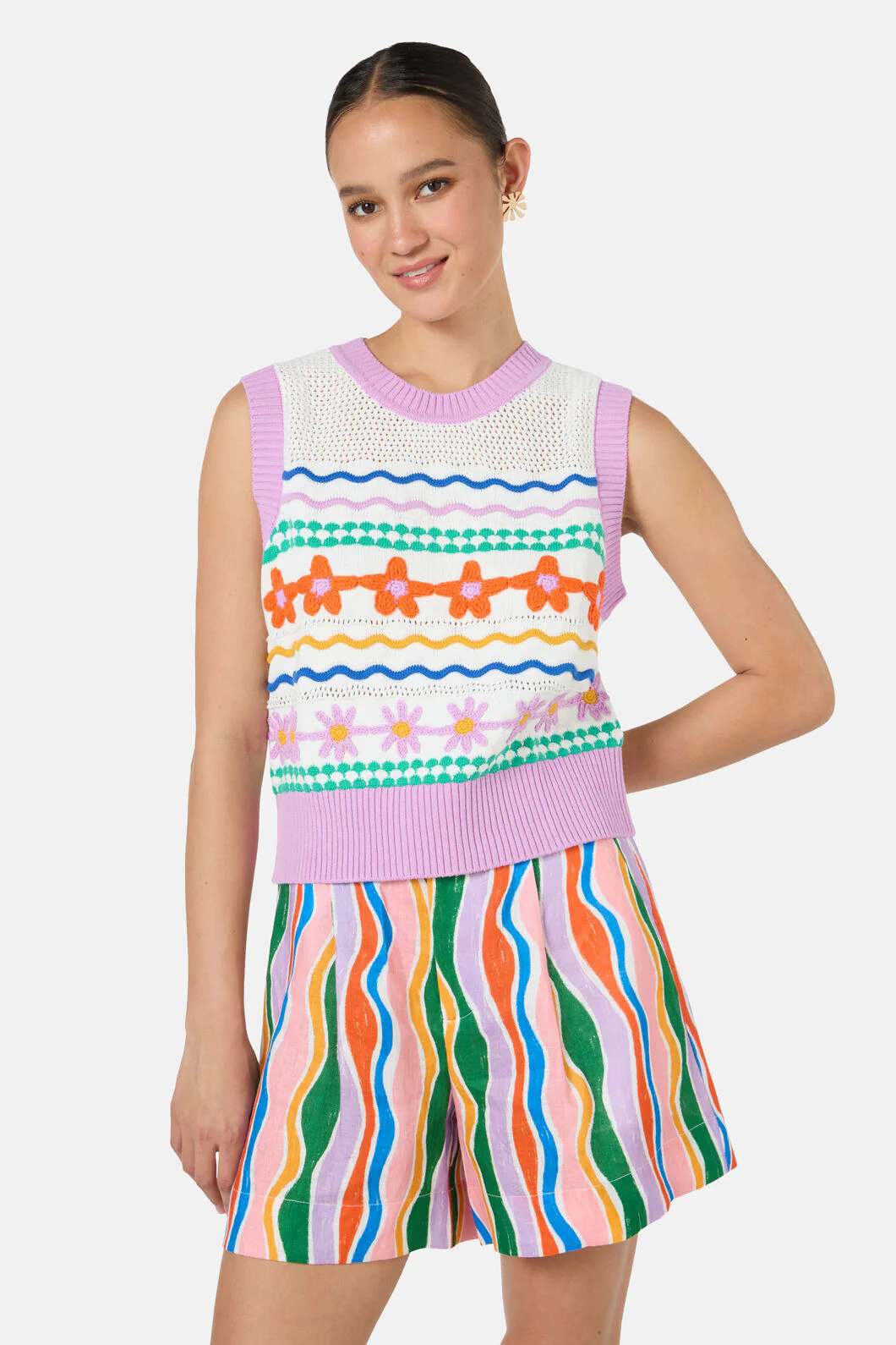 Flower Crochet Knit Vest