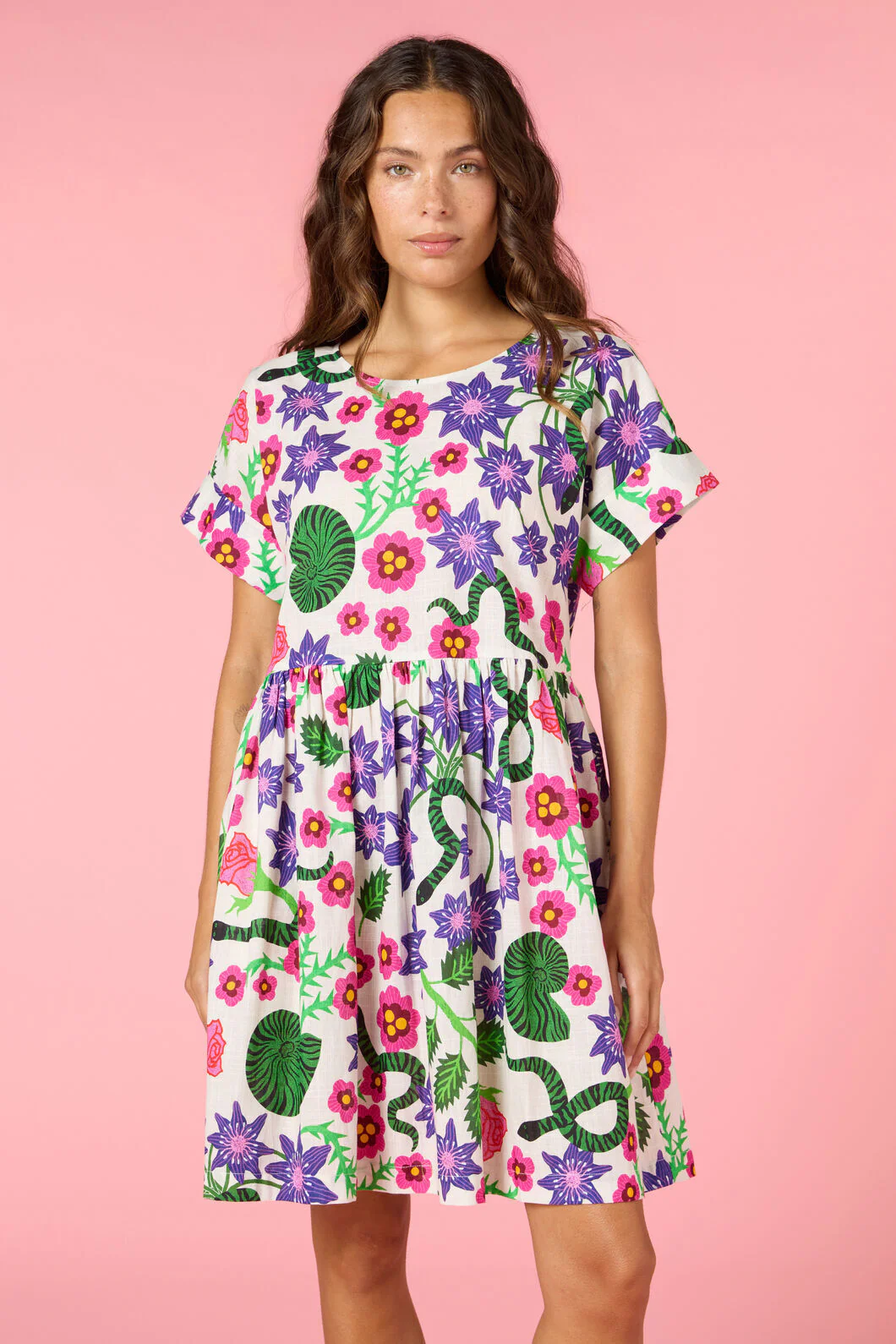 Flowerful Print Smock Dress
