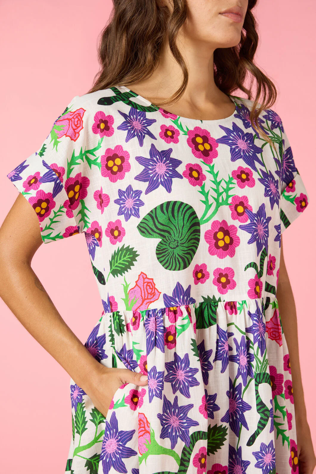 Flowerful Print Smock Dress - Image 6
