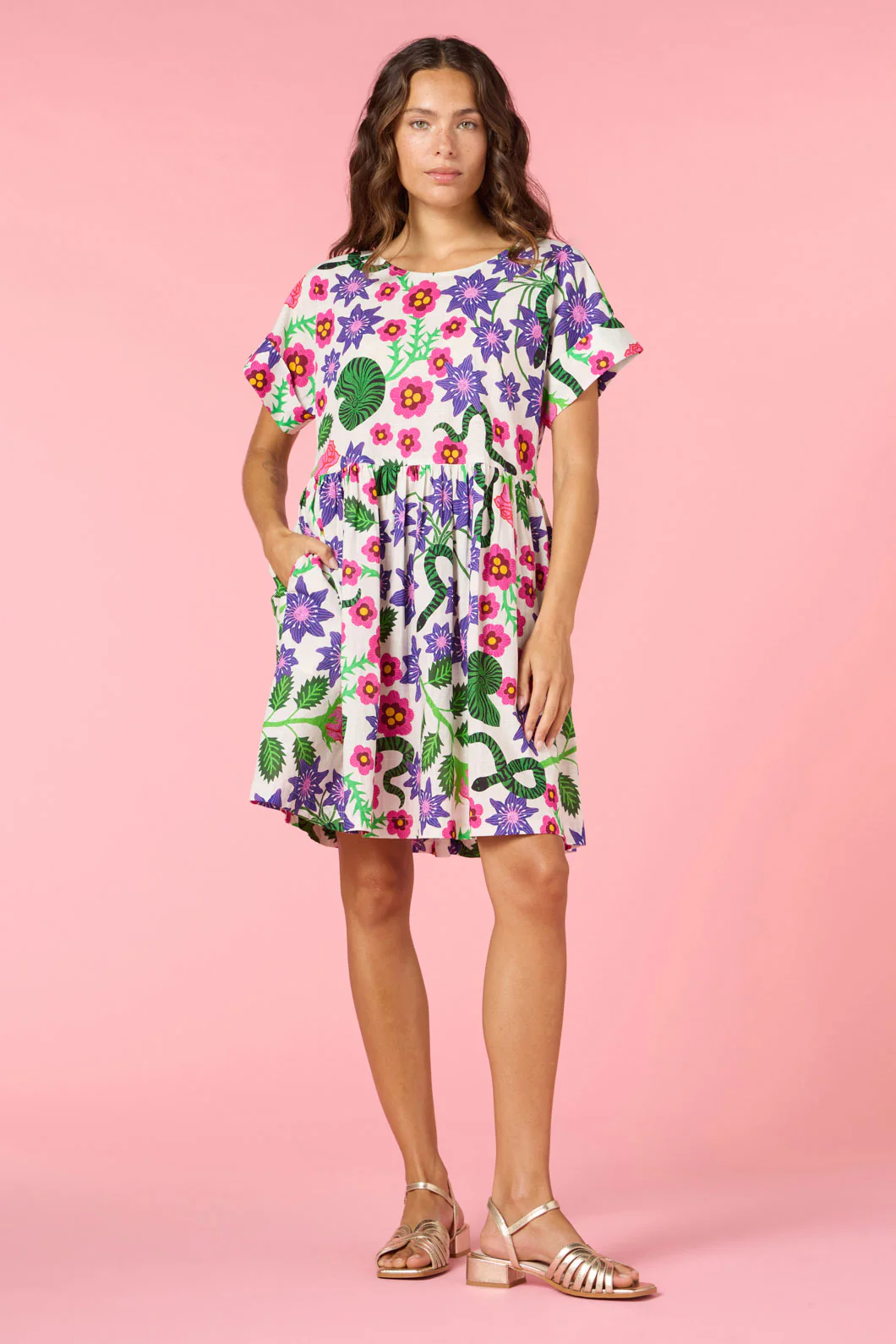 Flowerful Print Smock Dress - Image 7