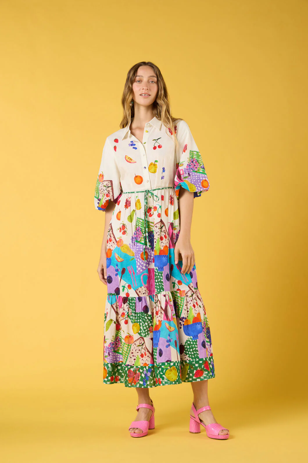 Fruit Party Print Shirt Dress