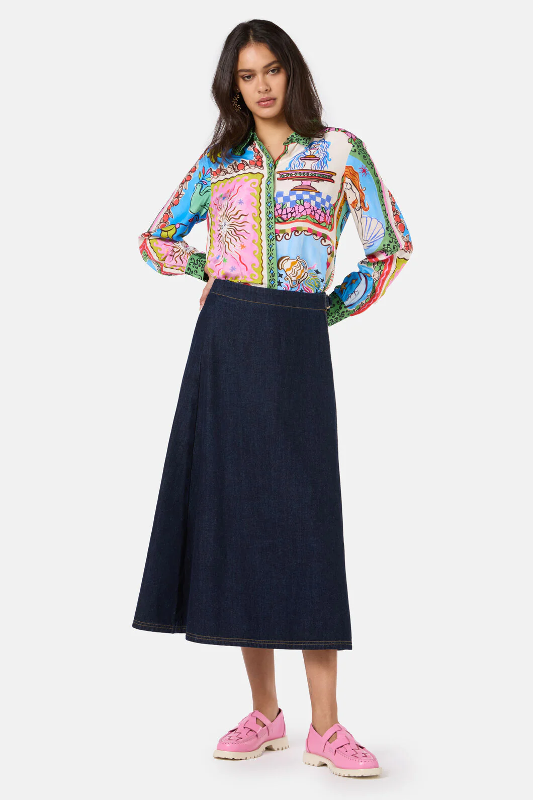 Garden Growers Denim Wrap Skirt