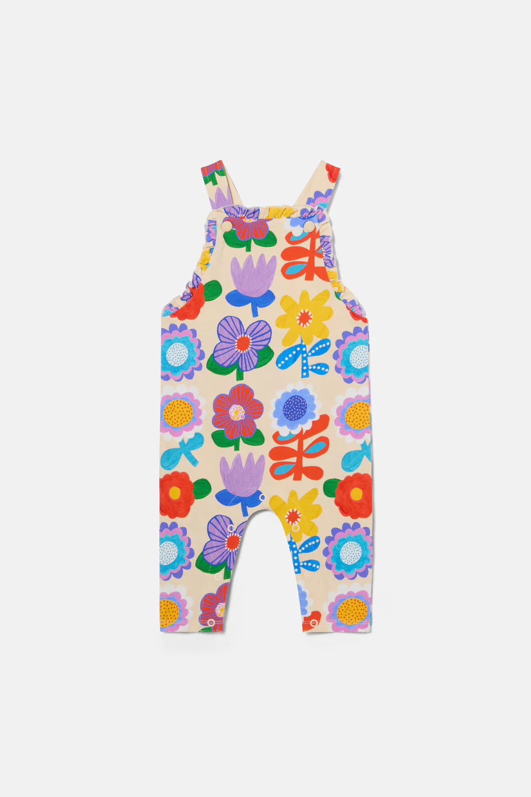 Geo Floral Baby Frill Overalls - Image 2