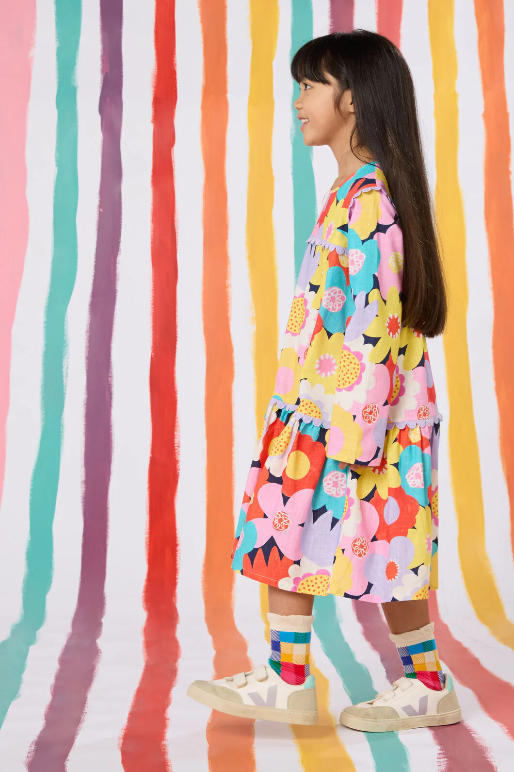 Geo Floral Kids Dress - Image 2
