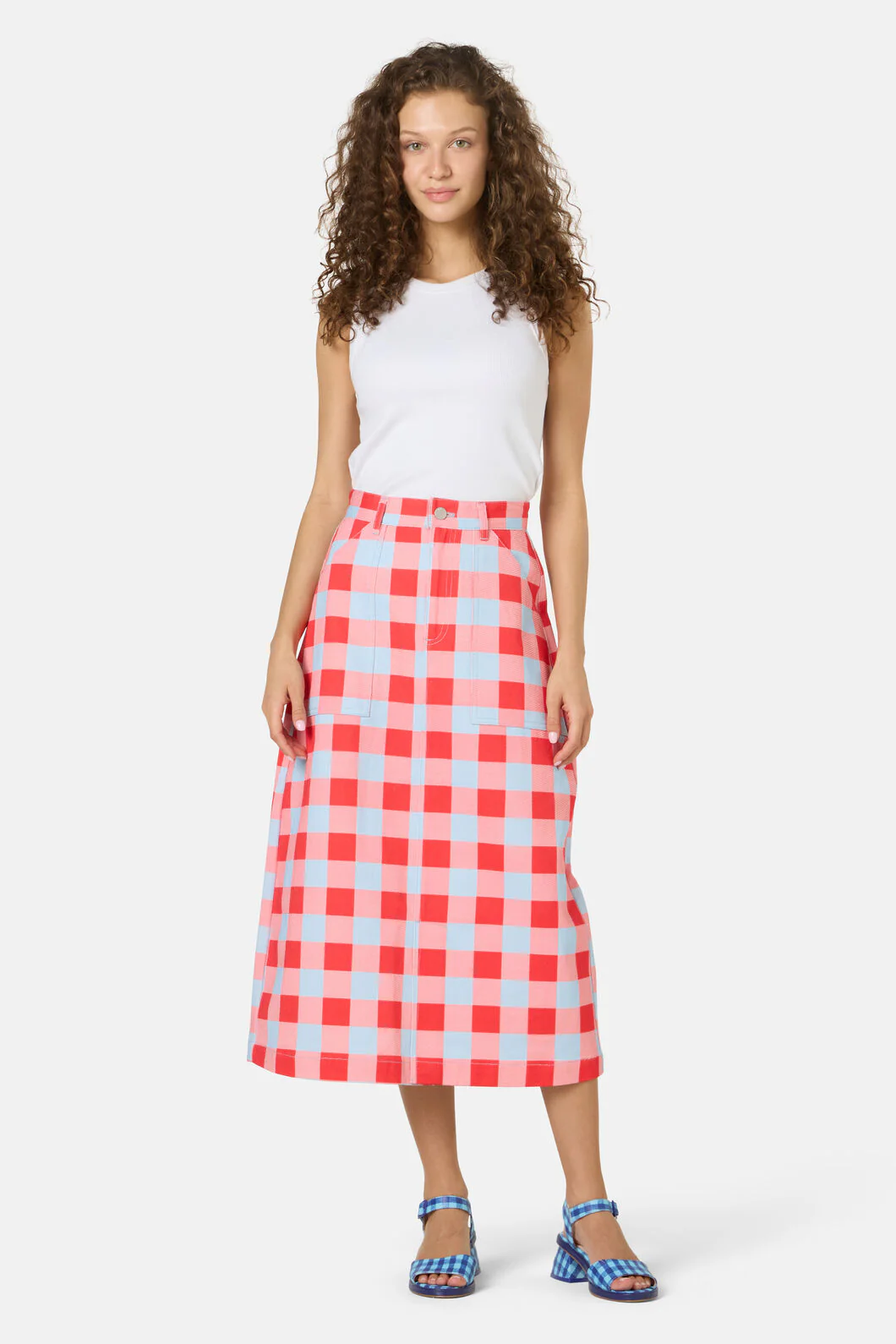 Gimme Gingham Denim Skirt