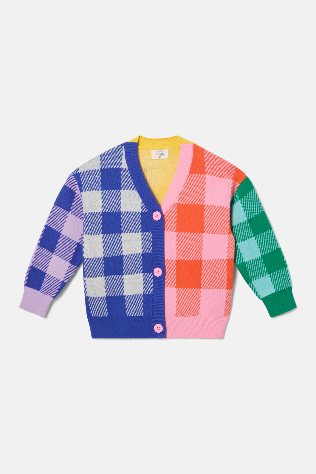Gingham Splice Kids Cardigan - Image 2