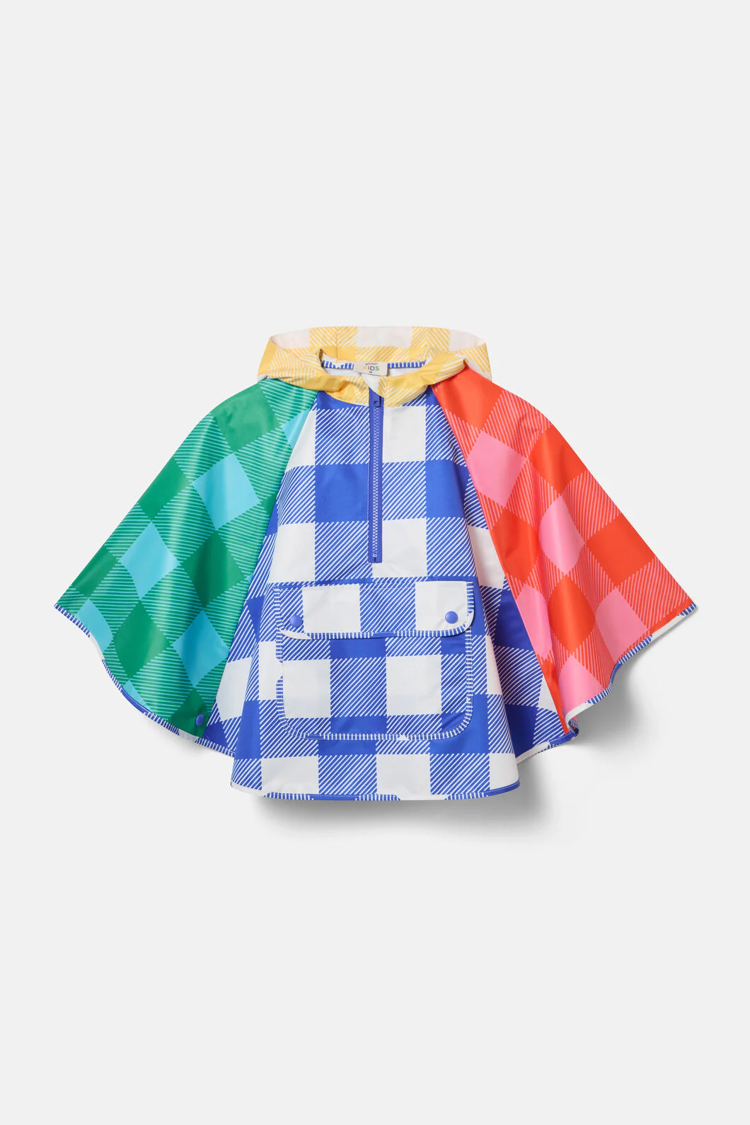 Gingham Splice Kids Poncho - Image 2