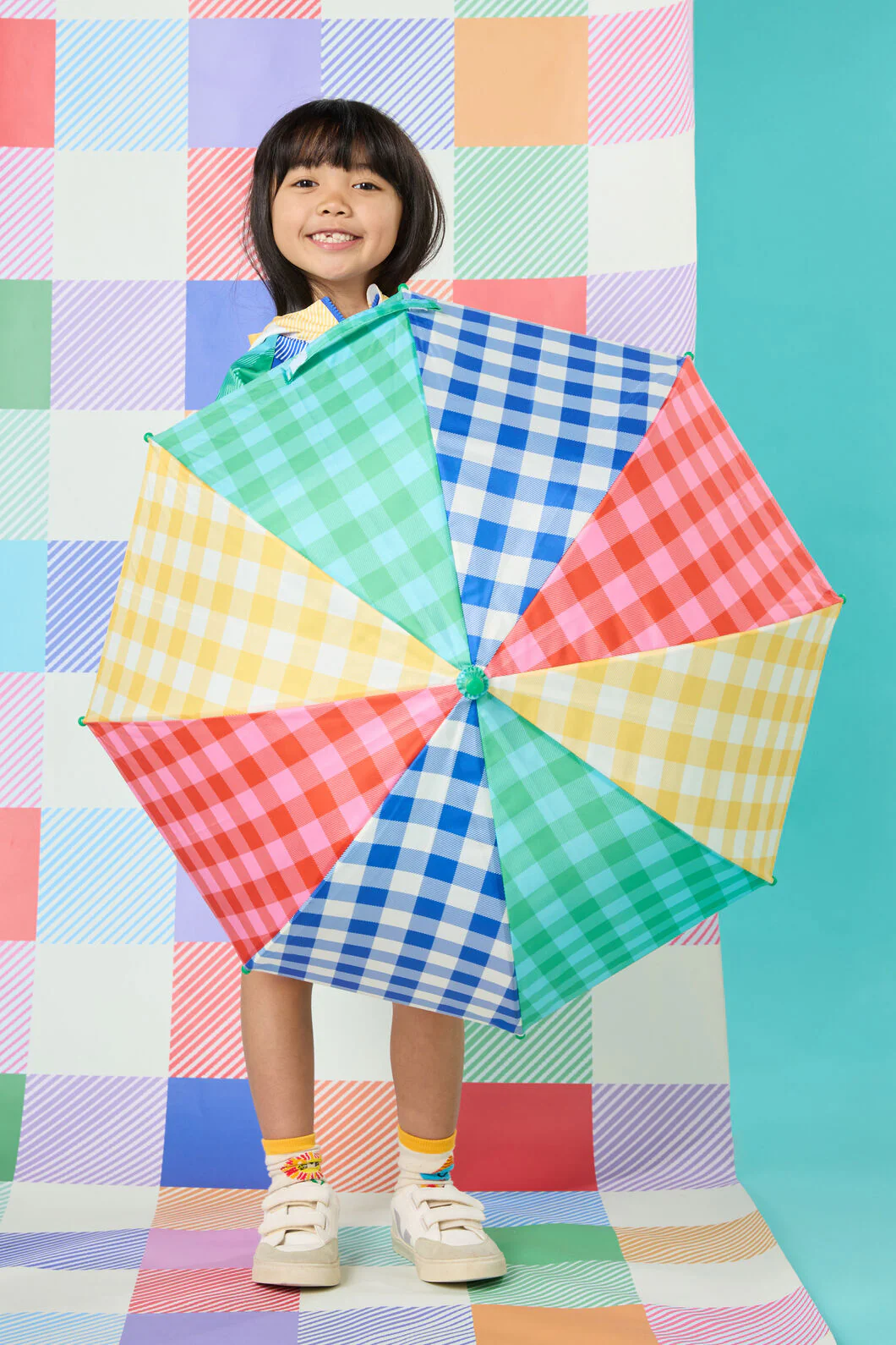 Gingham Splice Kids Umbrella