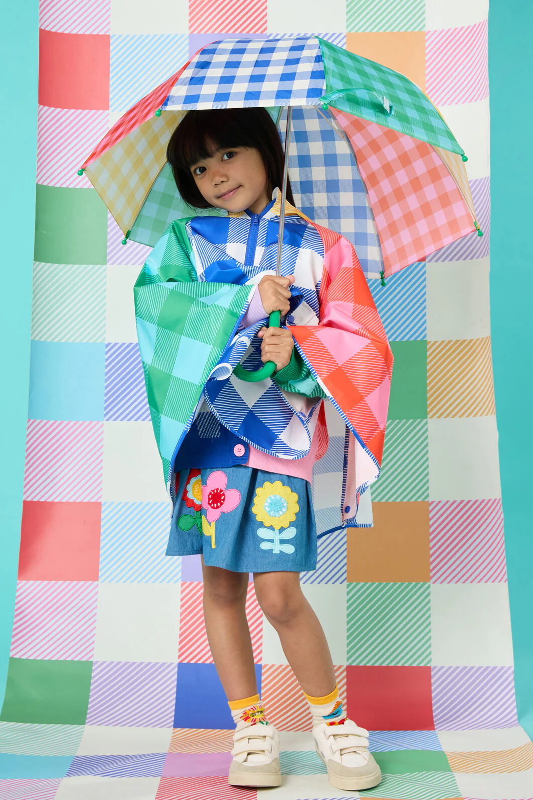 Gingham Splice Kids Umbrella - Image 2