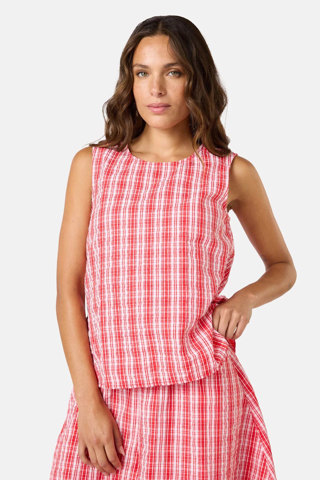 Highland Check Ruched Tank