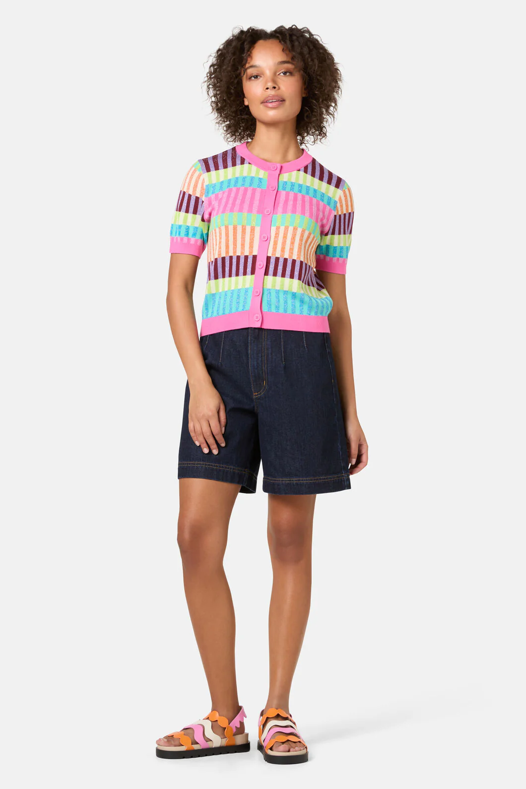 Holiday Stripe Cotton Cardigan - Image 2