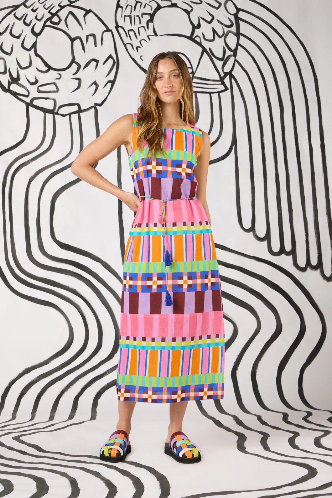 Holiday Stripe Long Dress