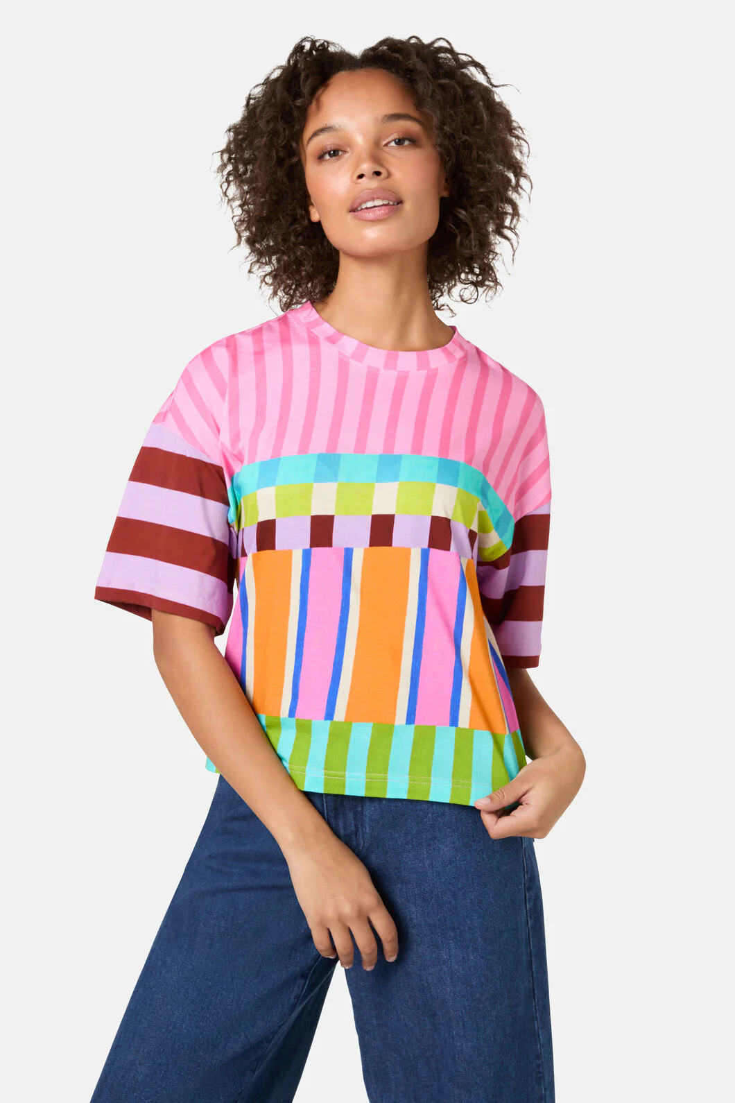 Holiday Stripe Relaxed Tee