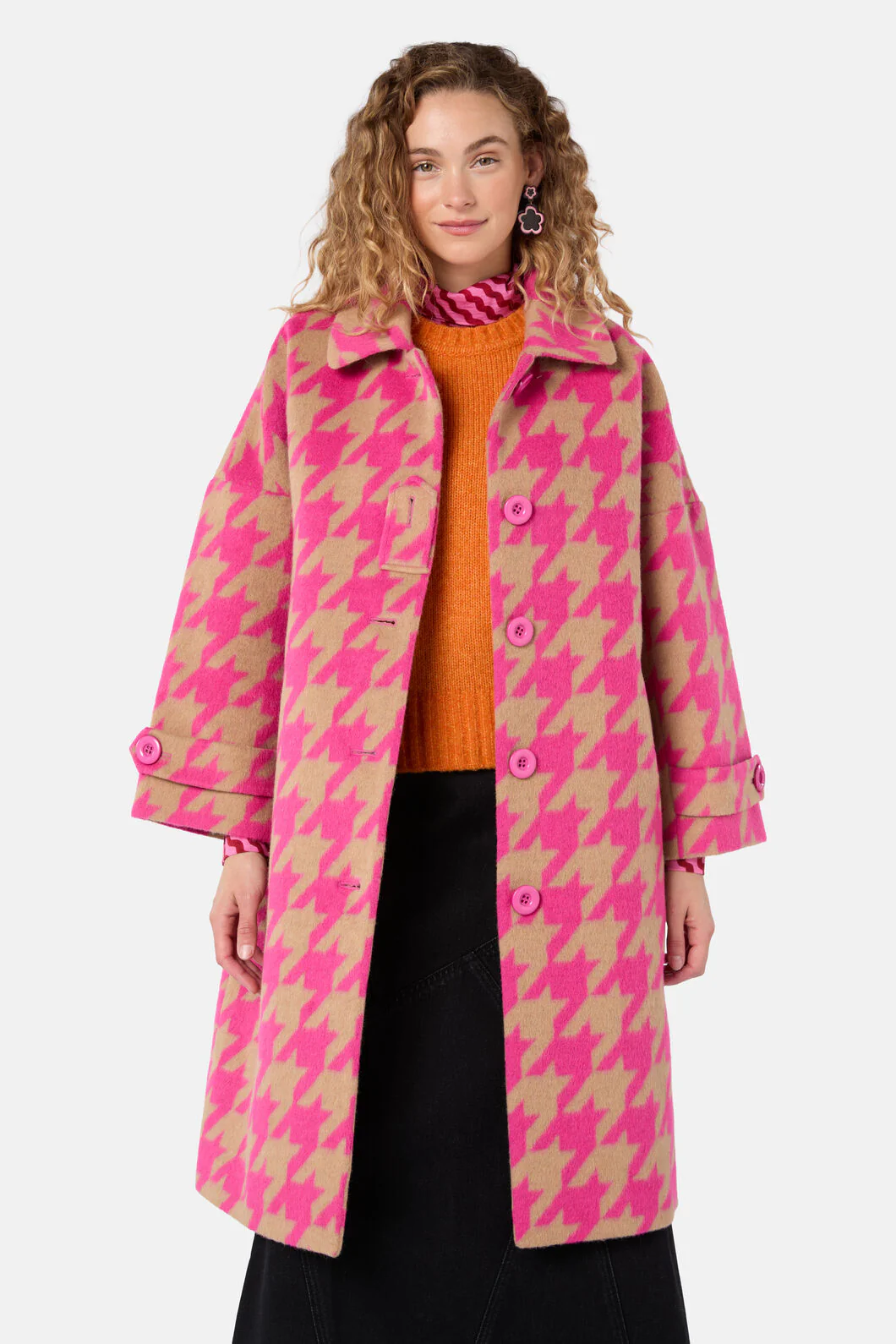 Houndstooth Pink Coat - Image 4