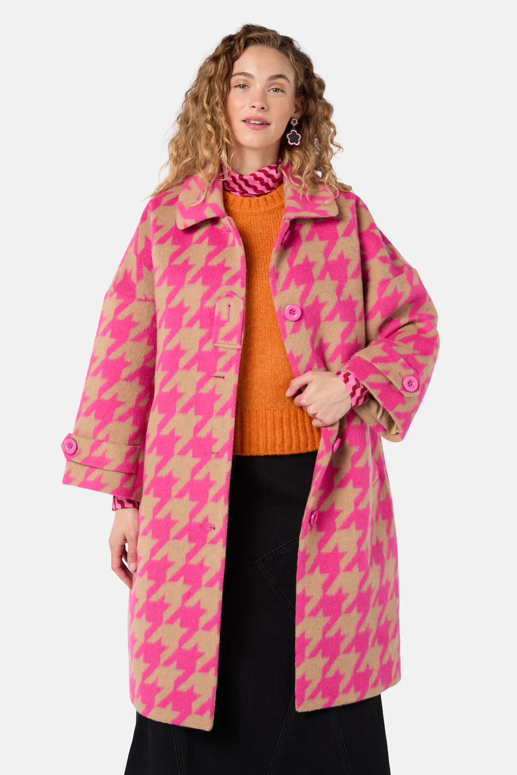 Houndstooth Pink Coat - Image 5