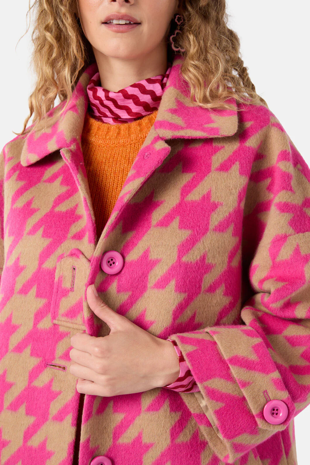 Houndstooth Pink Coat - Image 7