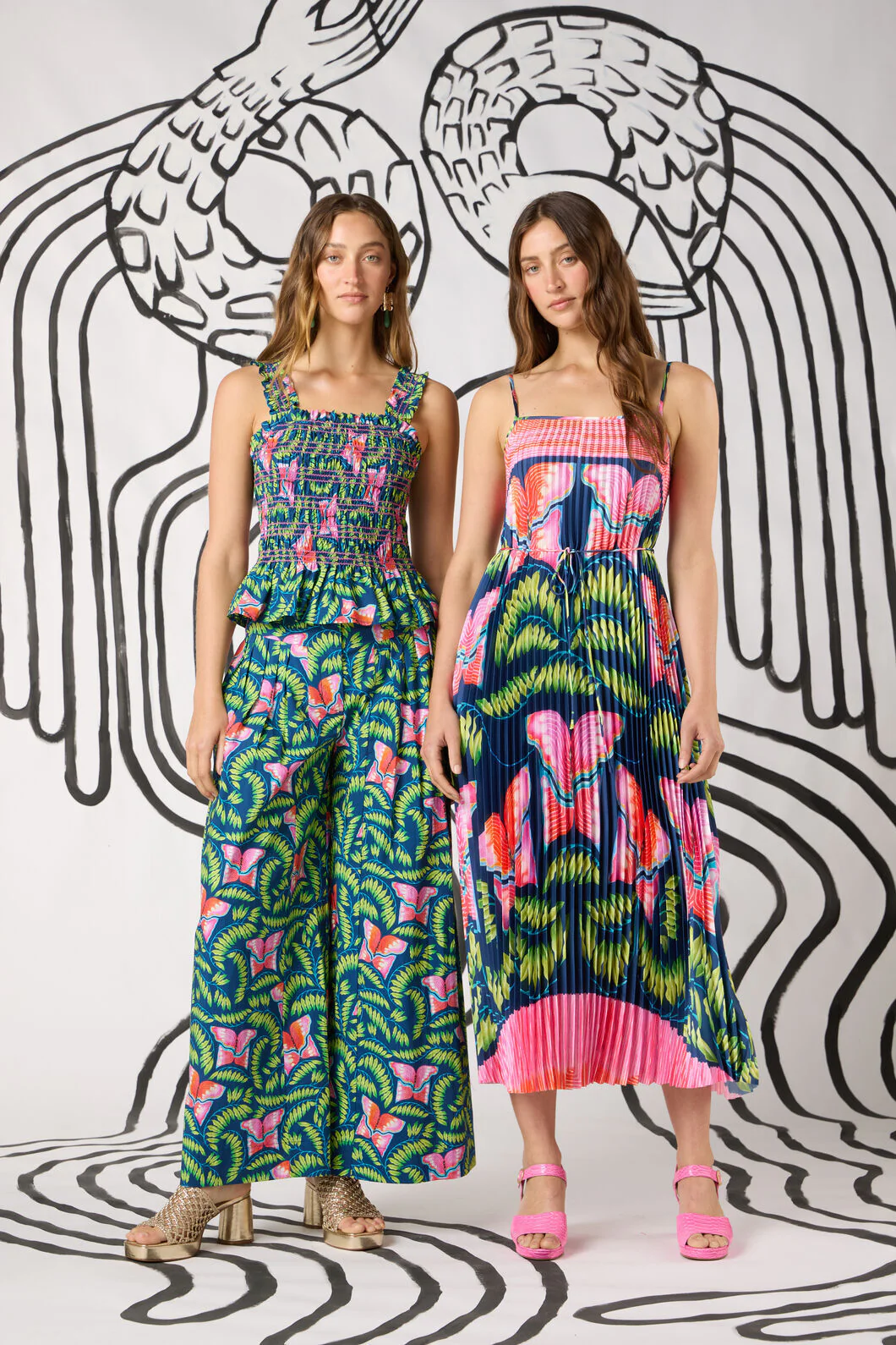 In Secret Print Pleated Dress