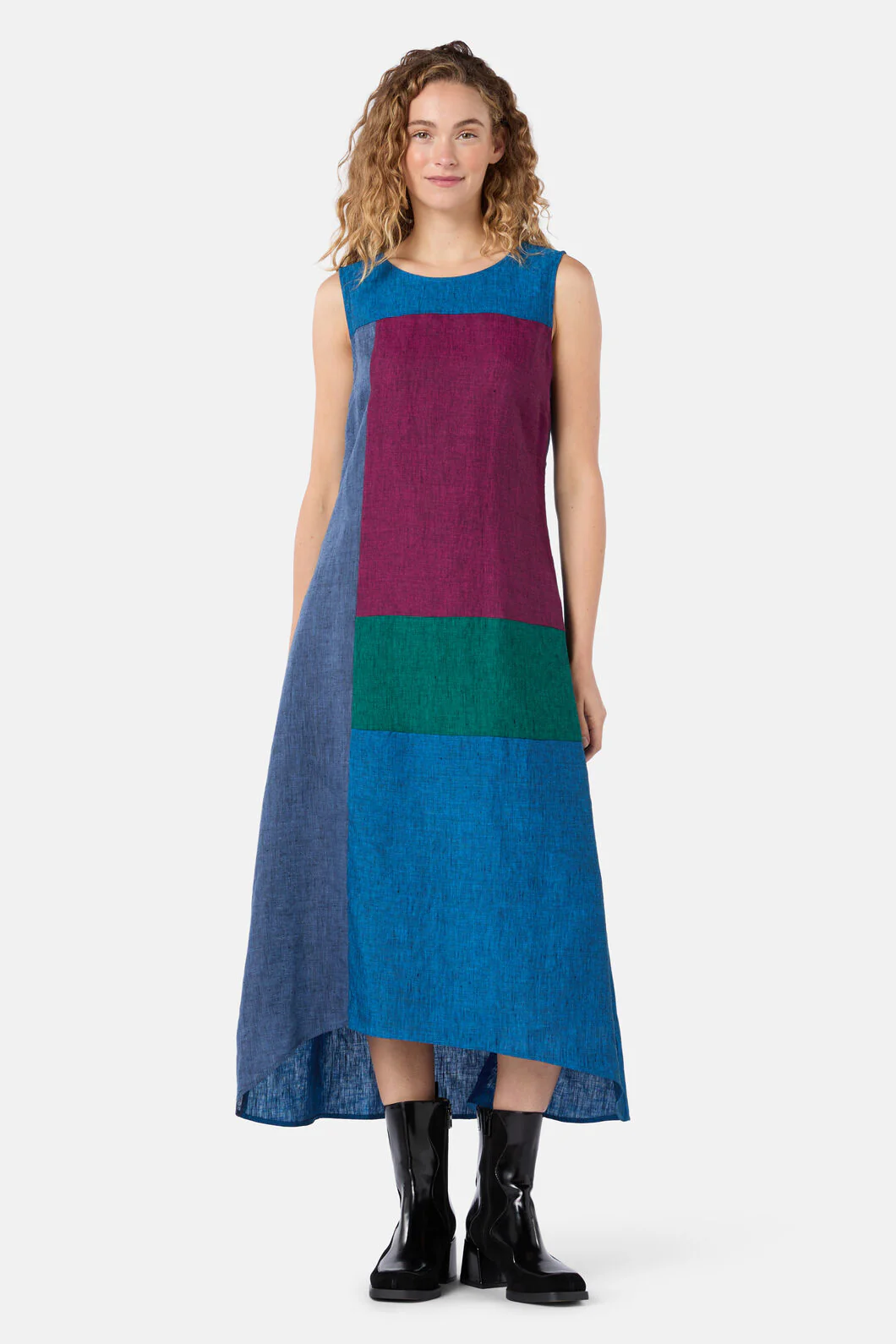Inky Spliced Linen Dress - Image 2