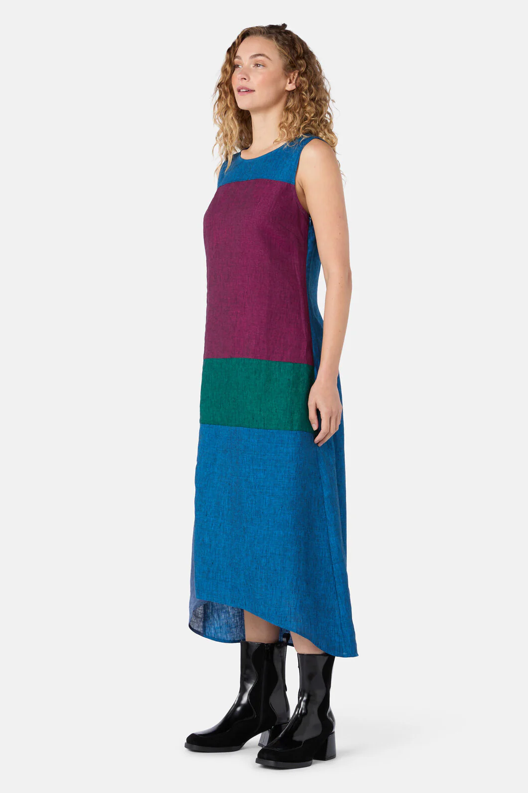 Inky Spliced Linen Dress - Image 3