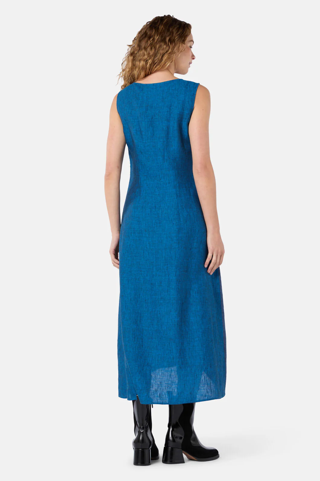 Inky Spliced Linen Dress - Image 4