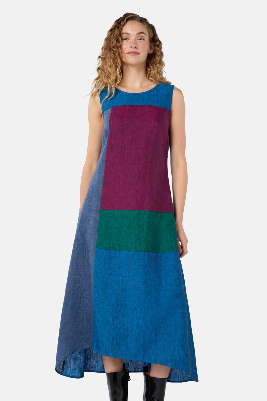 Inky Spliced Linen Dress - Image 5