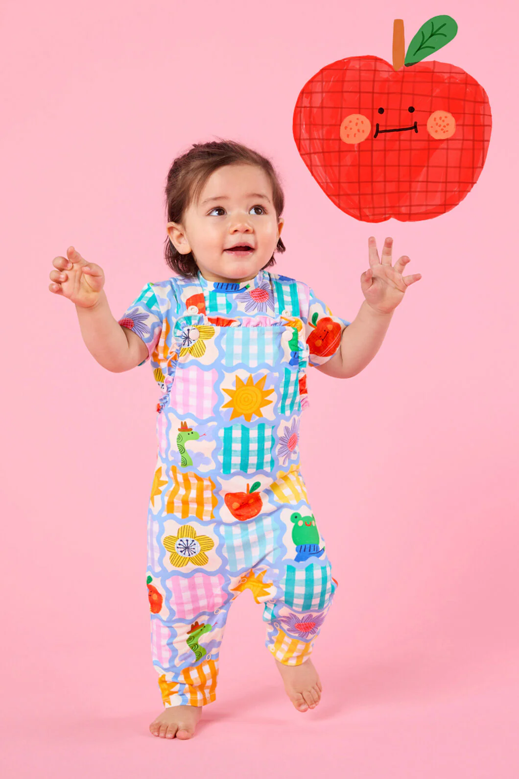 Jumble Check Baby Overalls