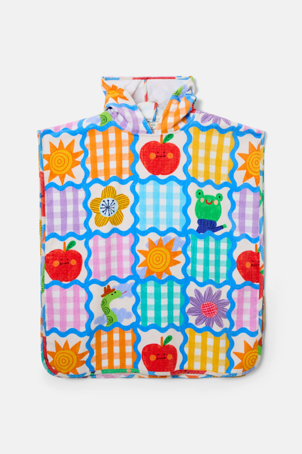 Jumble Check Kids Swim Poncho - Image 2