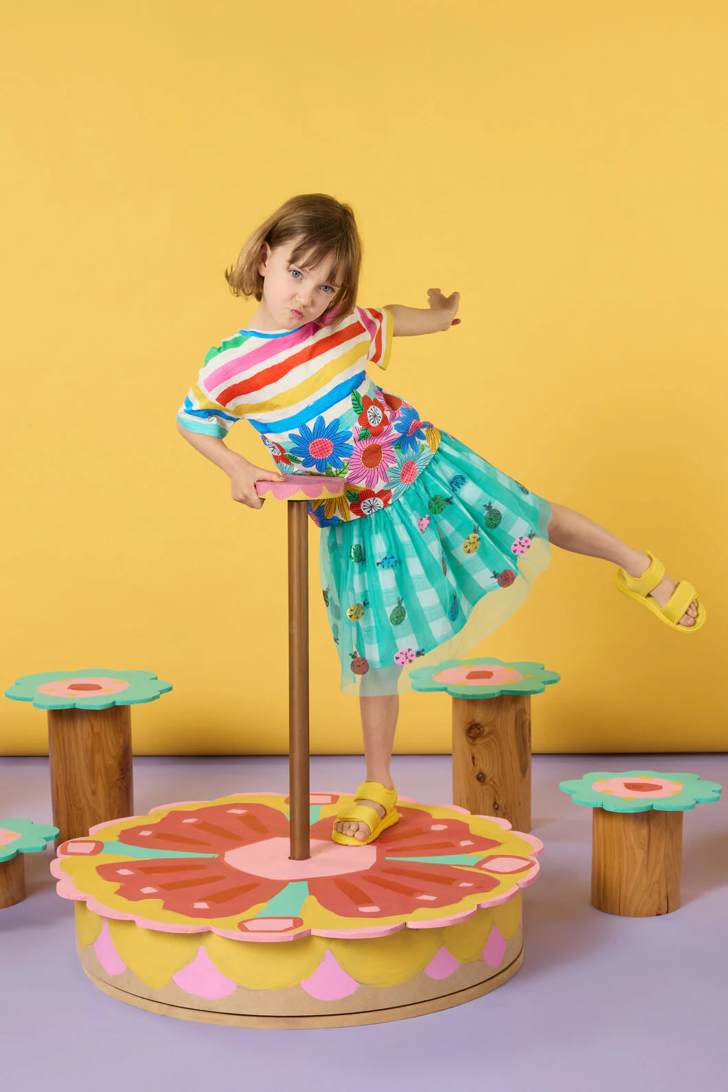 Ladybug Gingham Sequins Kids Skirt