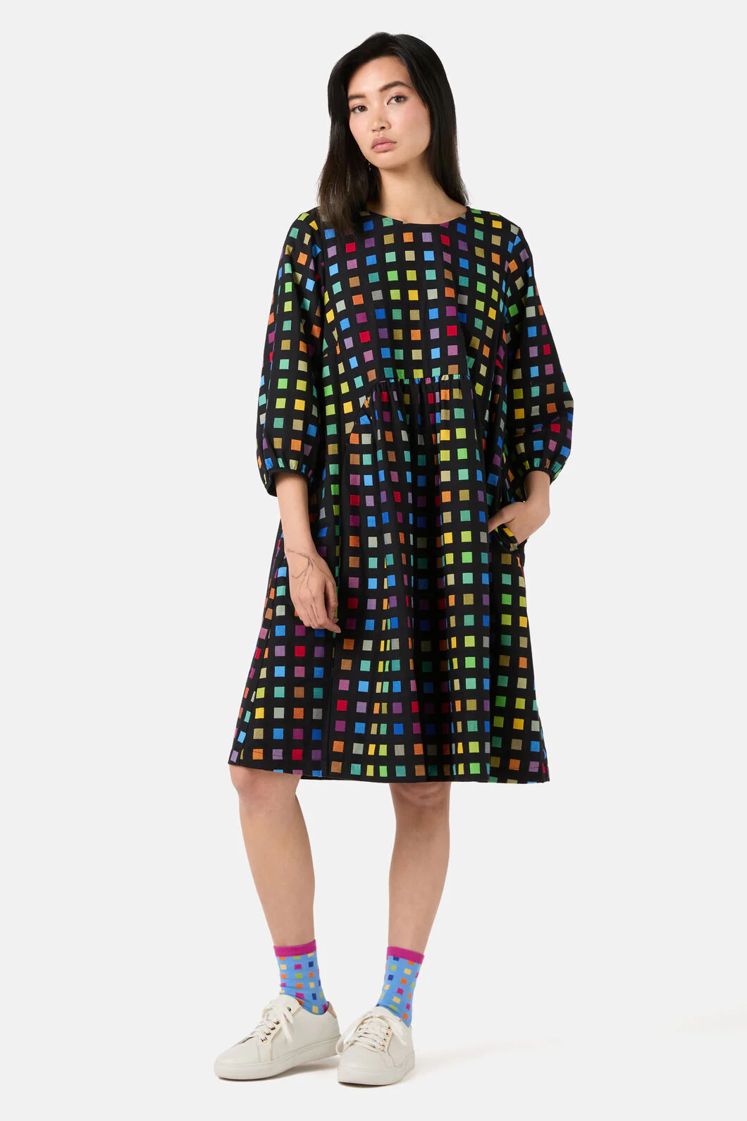 Light Up Check Smock Dress