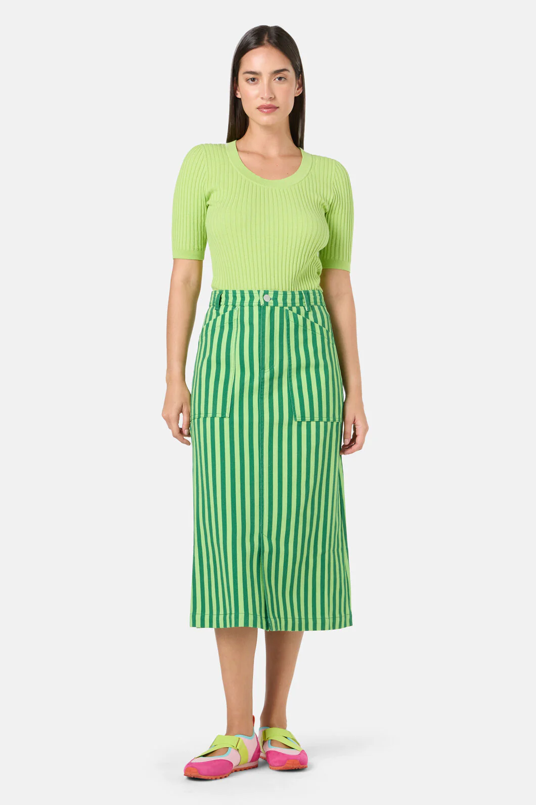 Linea Stripe Denim Skirt - Image 3