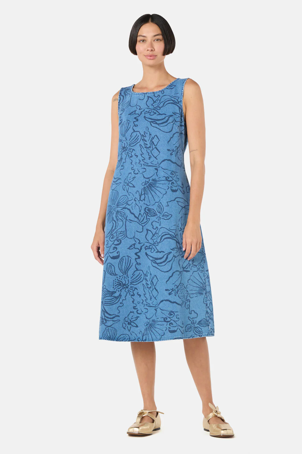 Linework Slip Denim Dress