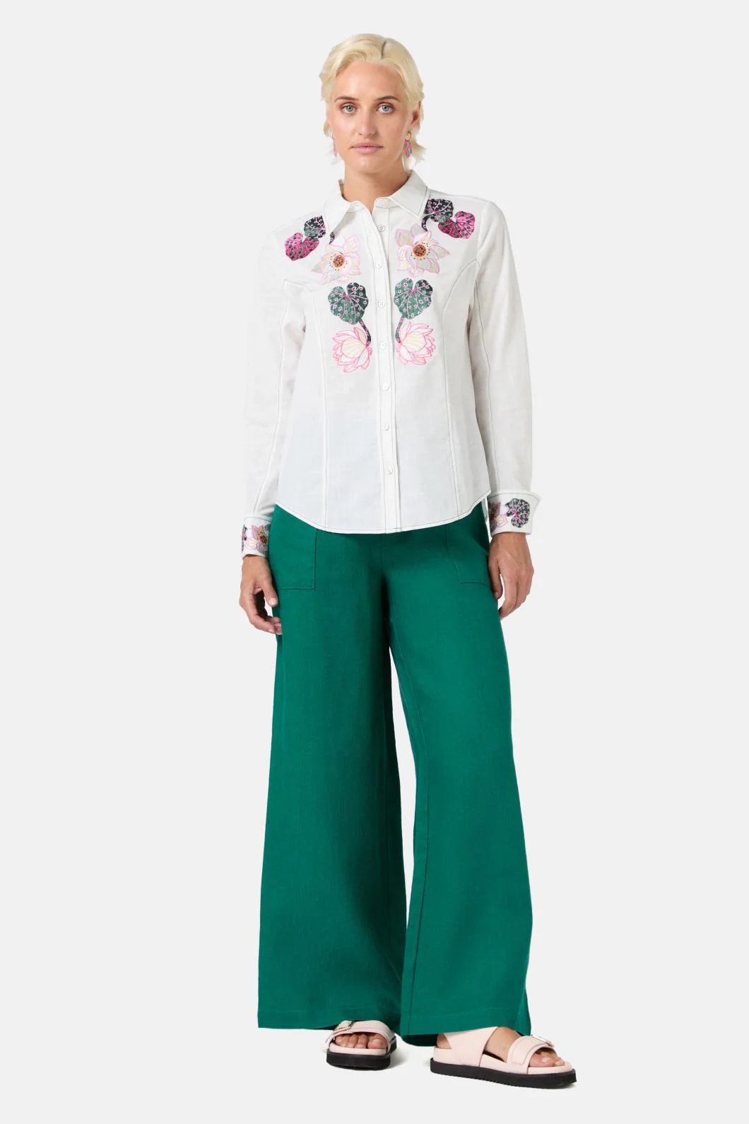 Lotus Leopard Embroidery Shirt - Image 3