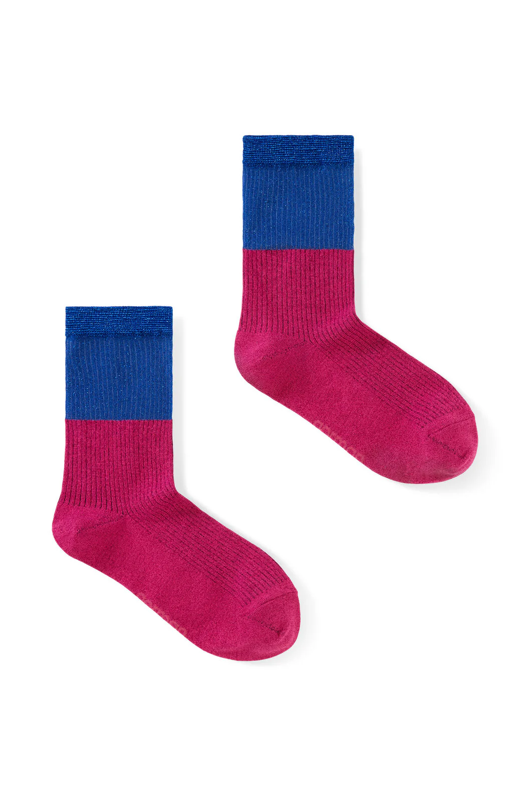 Macey Rib Lurex Fuchsia Crew W