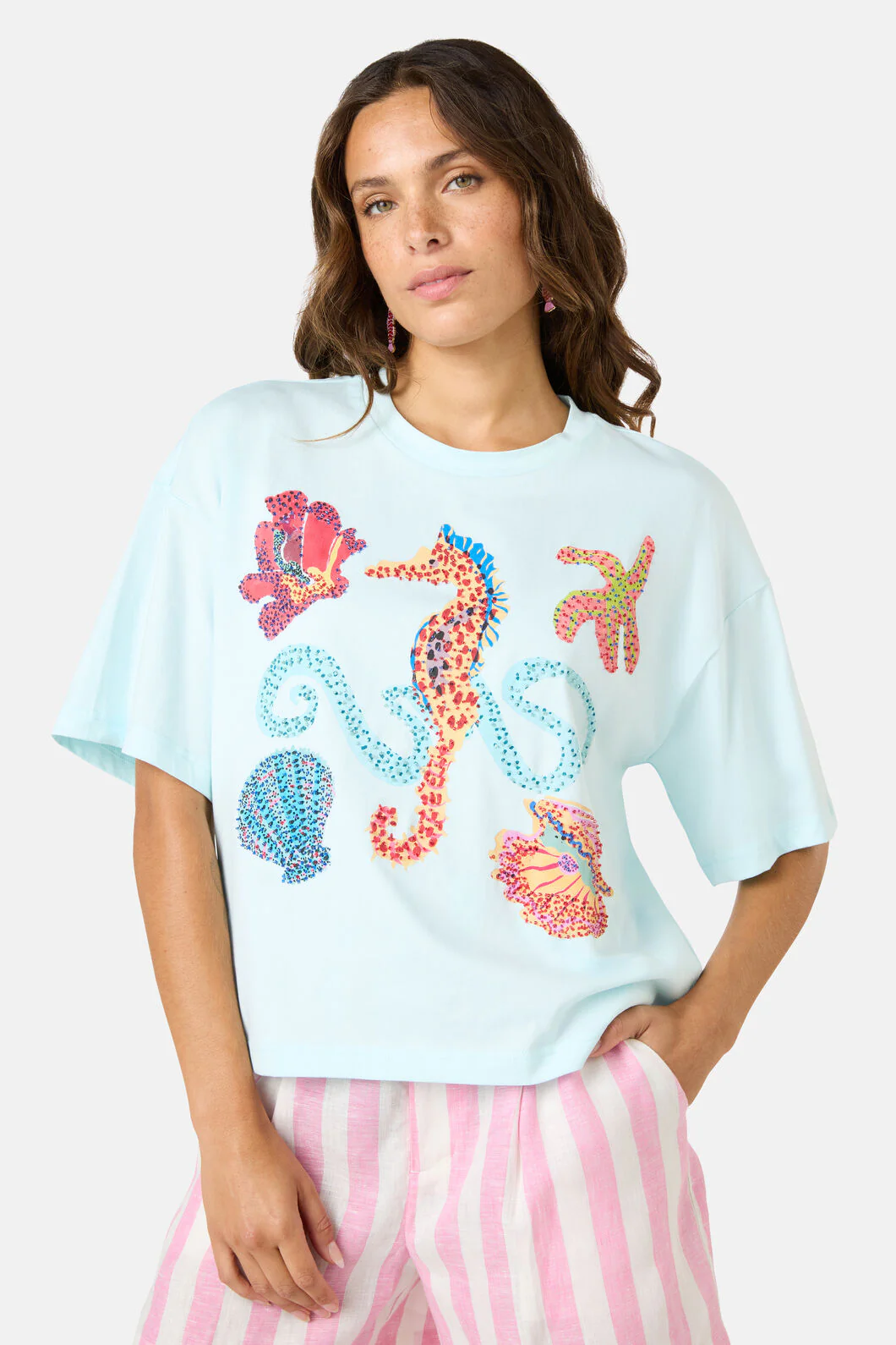 Mermaid Beaded Placemnt Relax Tee