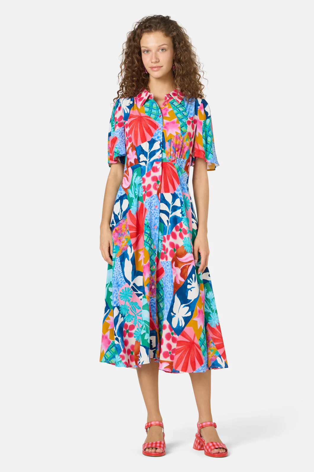 Montage Print Shirt Dress