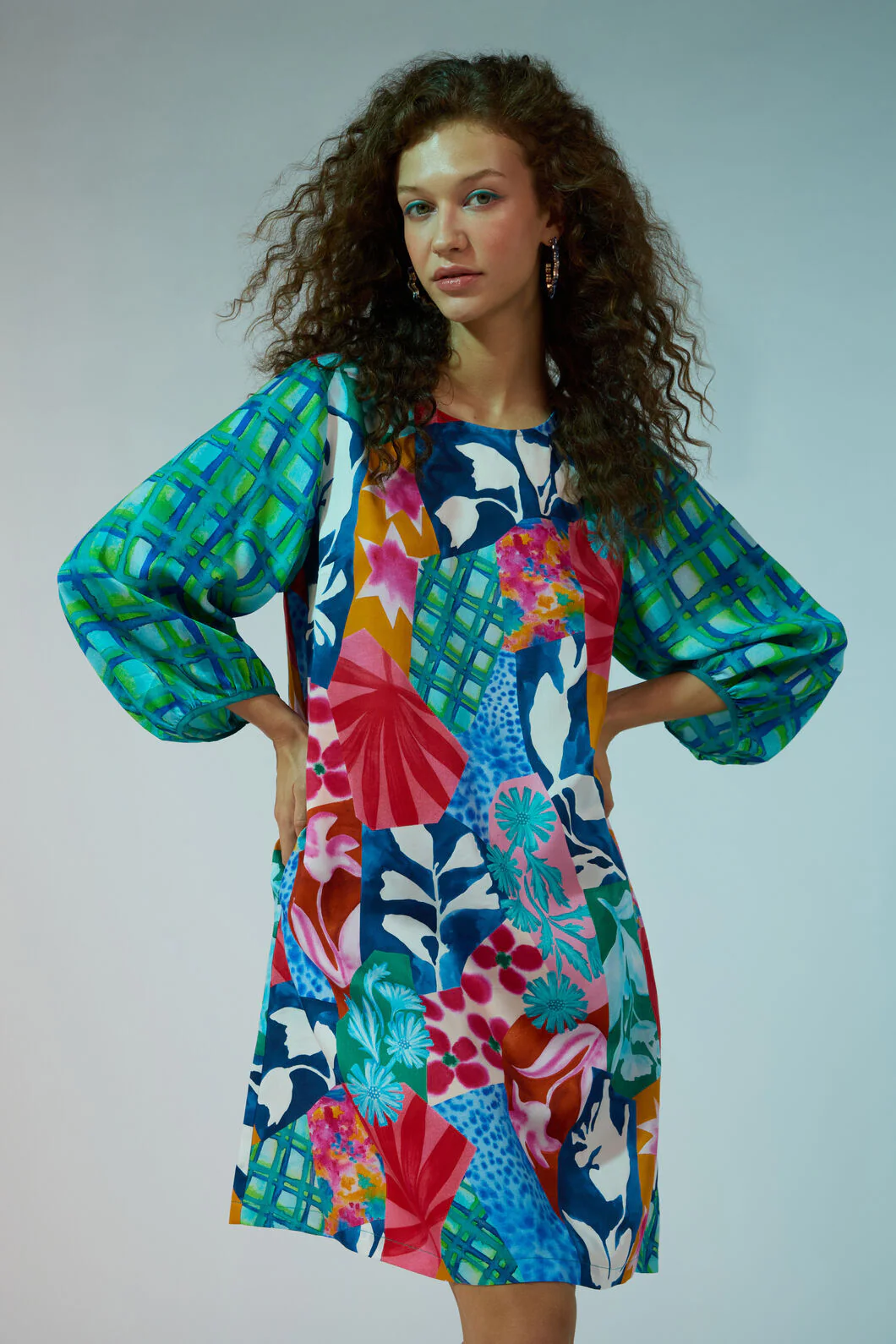 Montage Print Short Dress