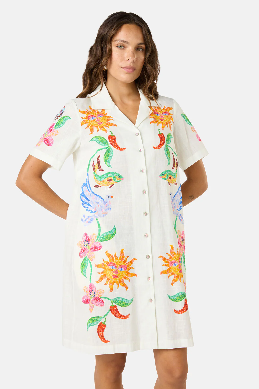Mosaic Mile Cotton Shirt Dress