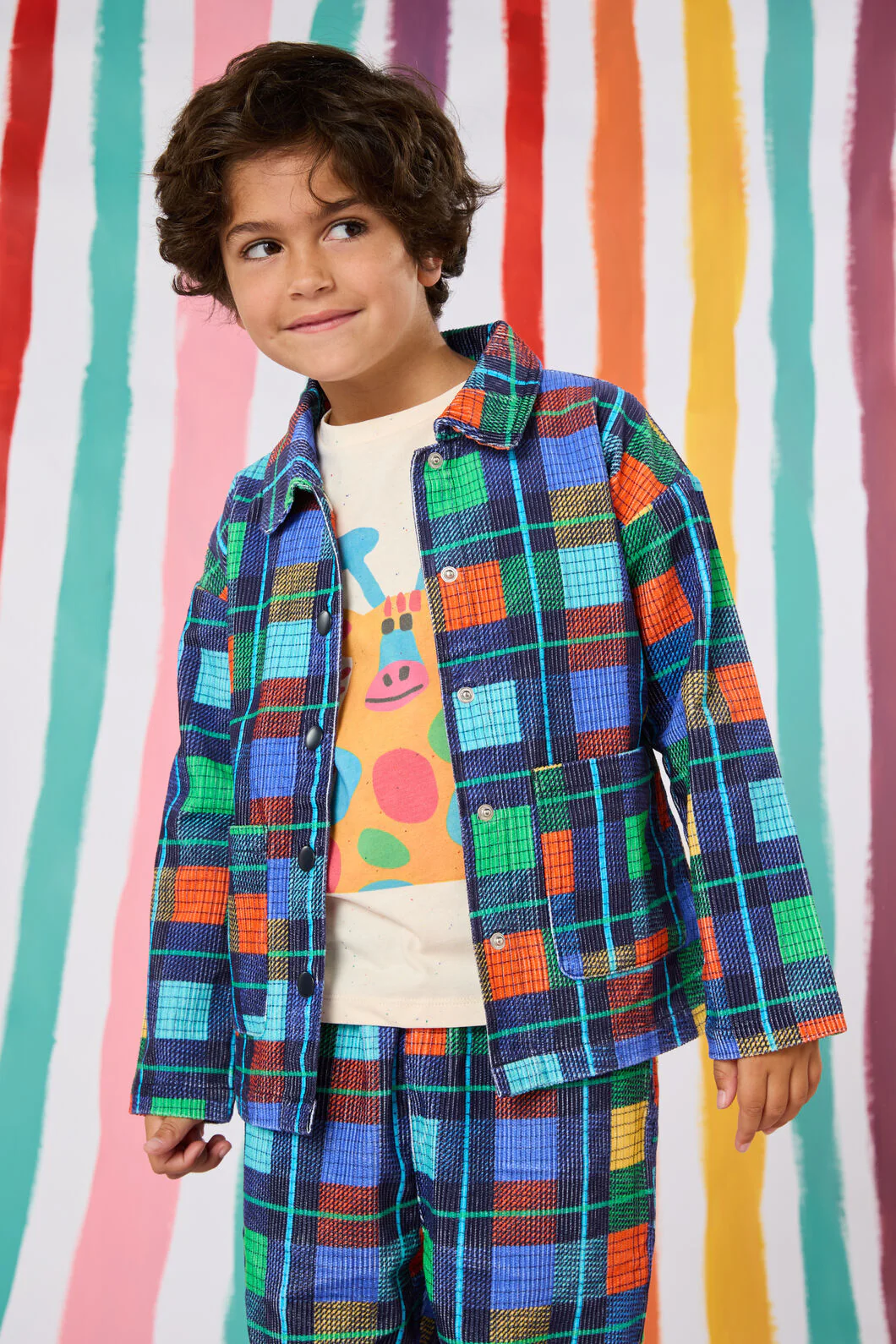 Navy Check Kids Jacket
