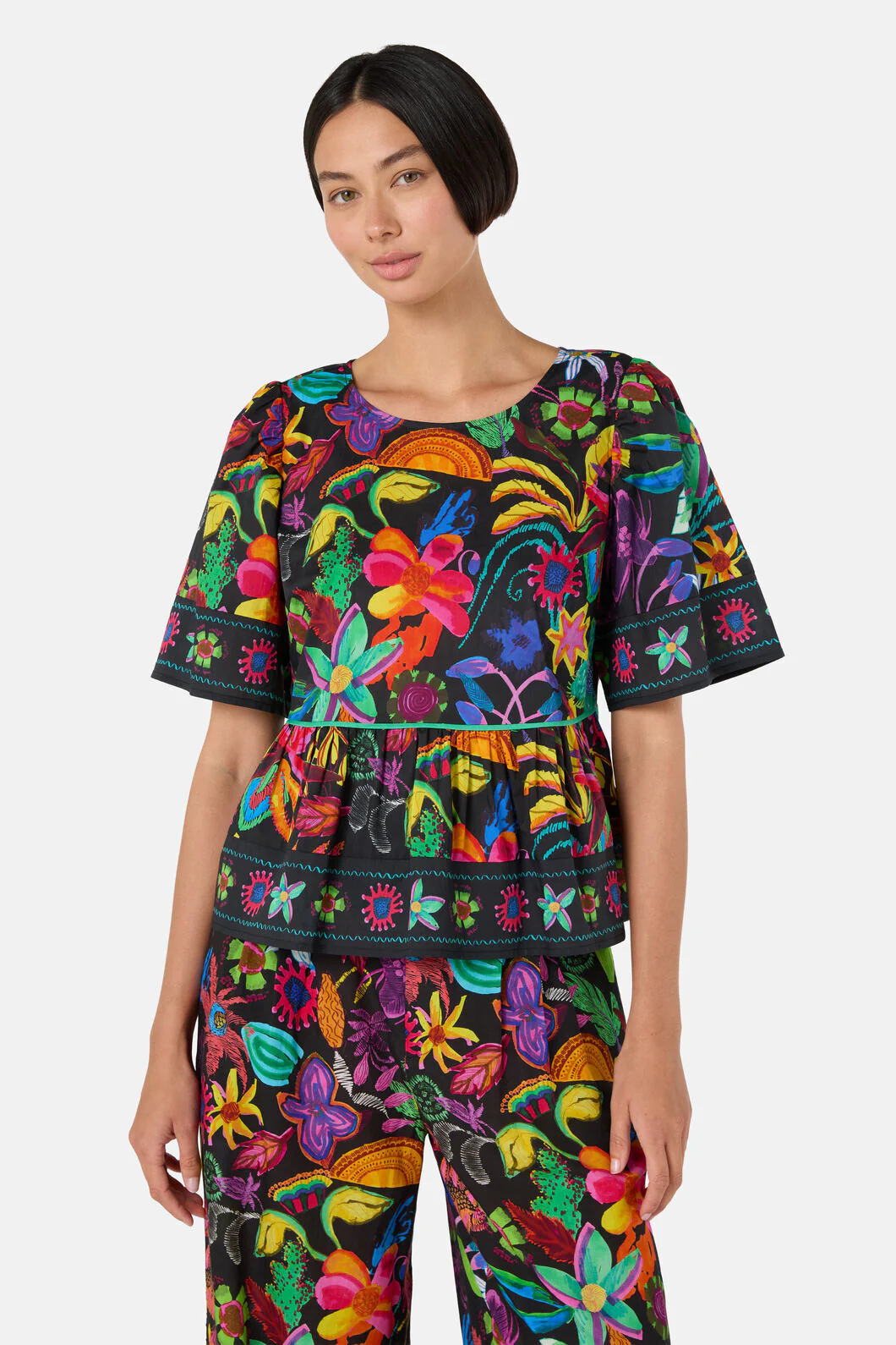 Papaya Palm Ruffle Top