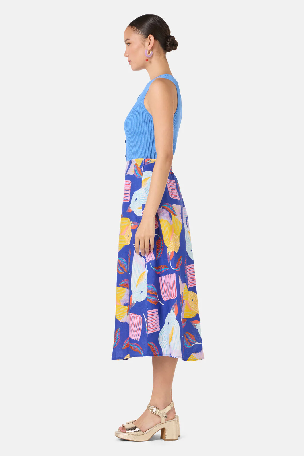 Past Lover Linen Print Skirt - Image 3