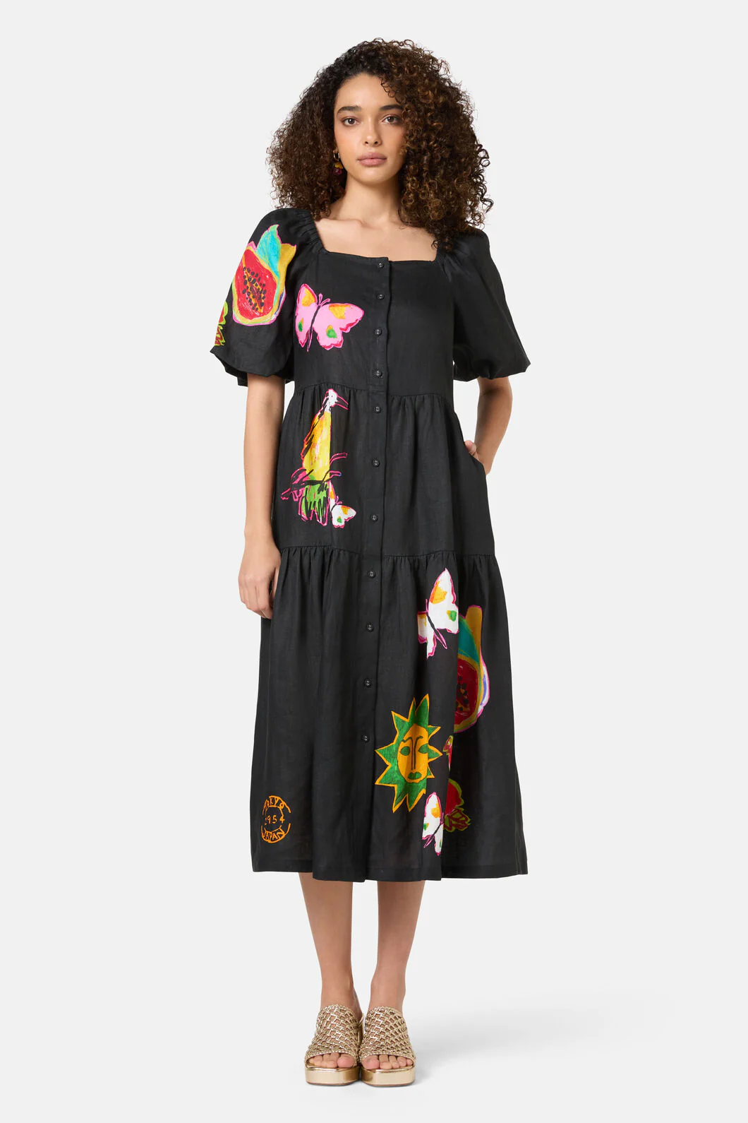 Pen Pals Tiered Linen Dress