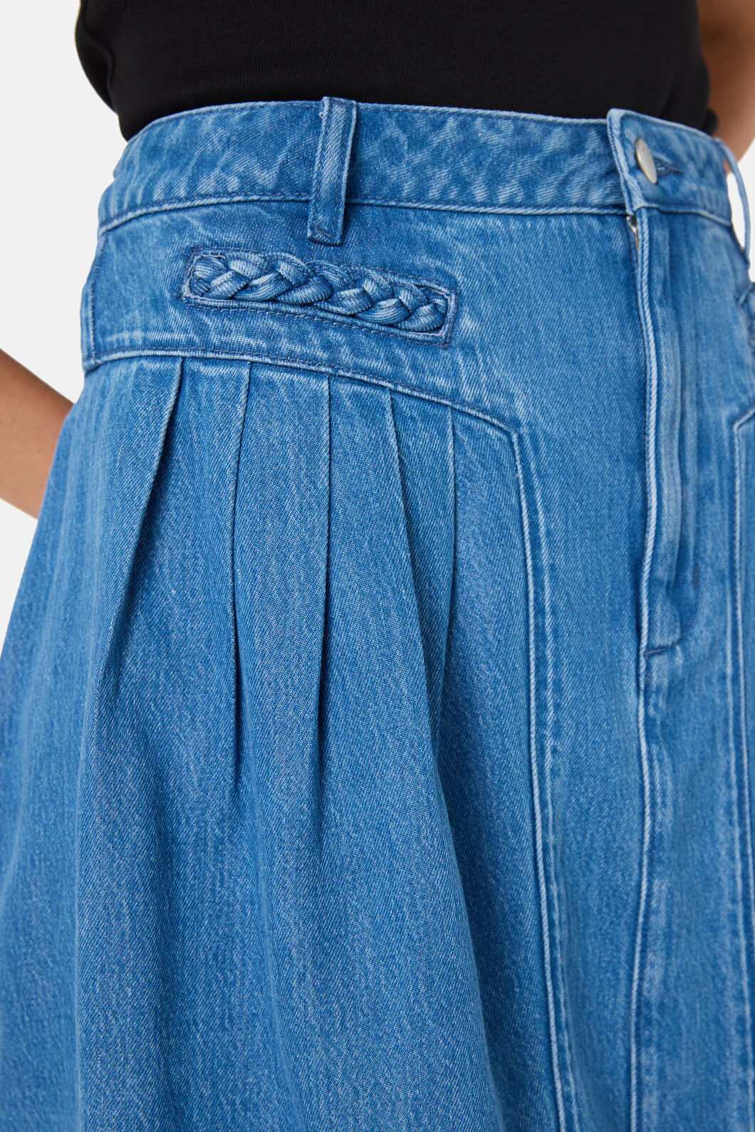 Plait Denim Mini Skirt - Image 5