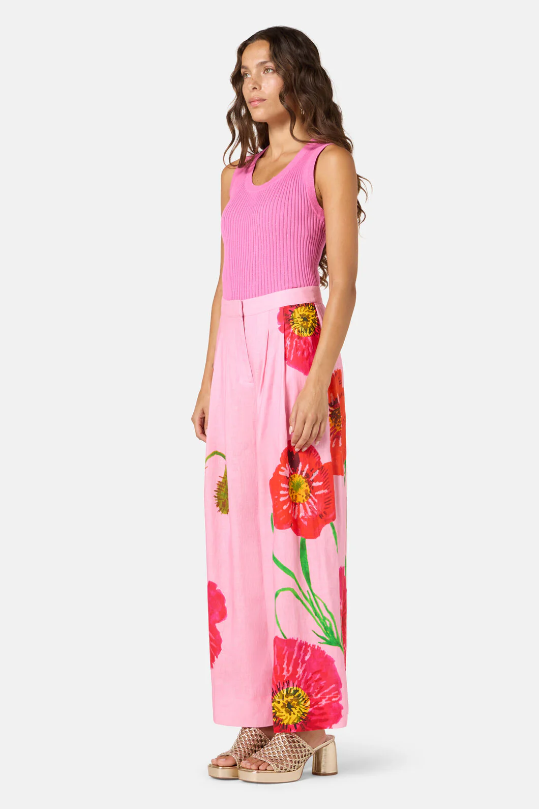 Poppies Print Linen Pants - Image 2