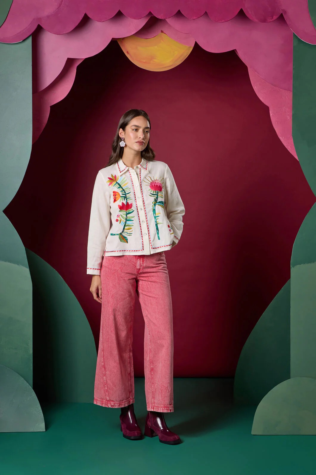 Pretty Protea Embroidered Shirt