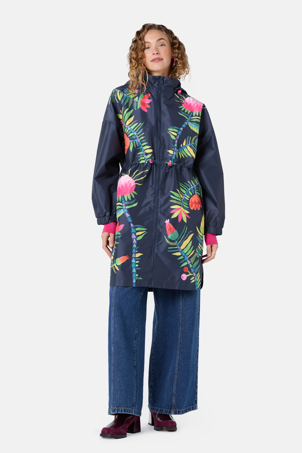 Pretty Protea Long Raincoat - Image 2