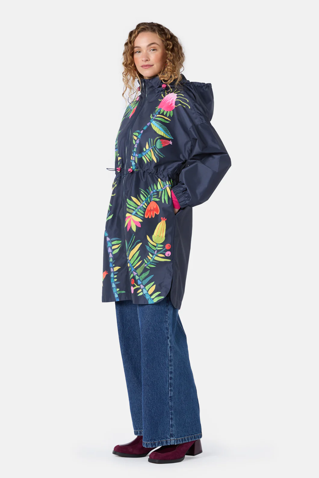 Pretty Protea Long Raincoat - Image 3