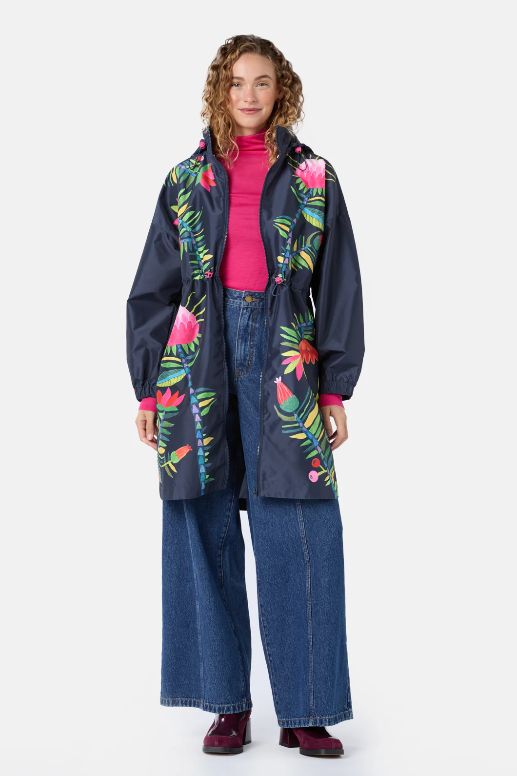 Pretty Protea Long Raincoat - Image 5