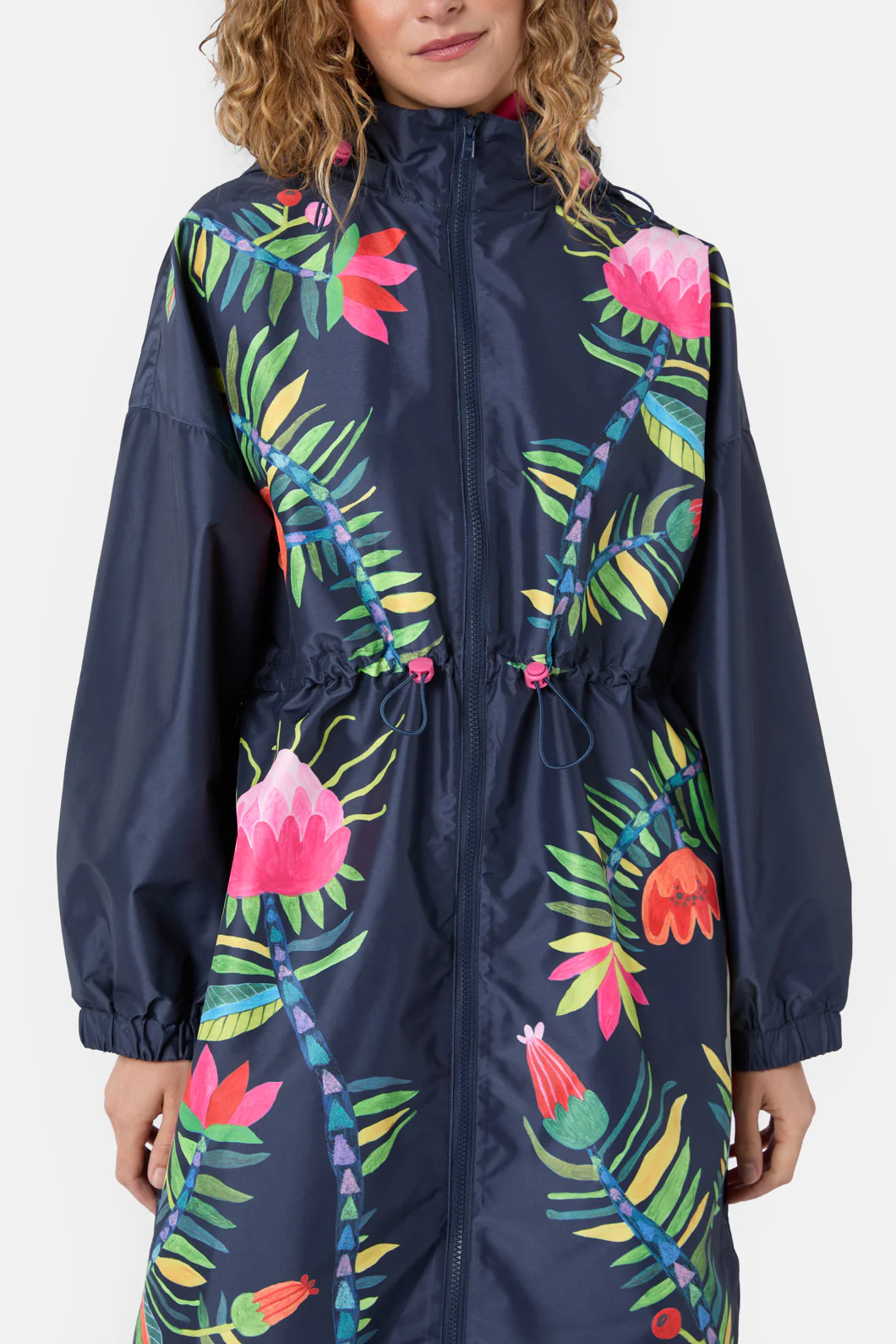 Pretty Protea Long Raincoat - Image 6