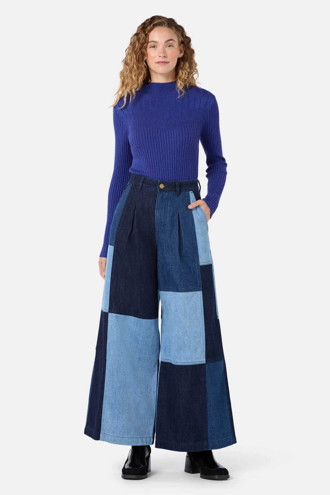 Puzzle Denim Spliced Skort